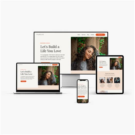 Pursue Life Coach Website Template Wix Template