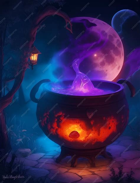 Premium AI Image | halloween background witch cauldron