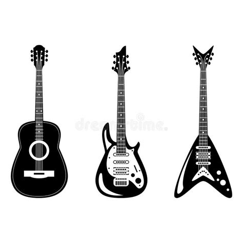 Acoustic And Electric Guitars Set Stock Vector Illustration Of