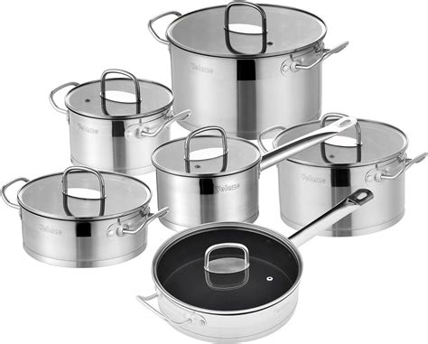 Velaze Cookware Set Series Mayne 12 Piece Stainless Steel Pot Pan