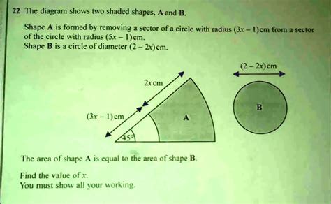 The Diagram Shows Two Shaded Shapes A And B Shape A Is Formed By