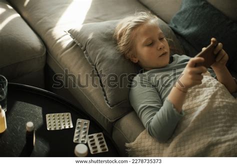 Little Sick Girl Lying Bed Scrolling Stock Photo 2278735373 | Shutterstock