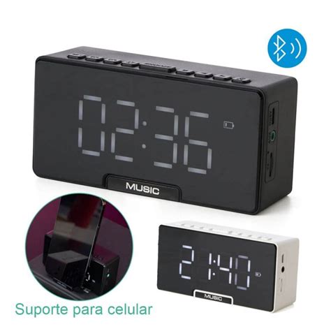 Caixa De Som Bluetooth Rel Gio Despertador Personalizada