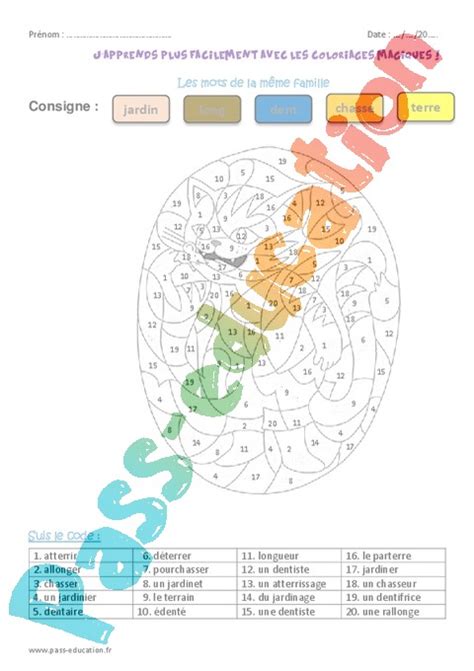 Coloriage Magique Familles De Mots Ce Cycle 45795 The Best Porn Website