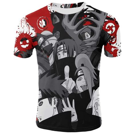 Naruto Anime Tshirt 3d Print Naruto Sasuke Itachi Kakashi Akatsuki Tops