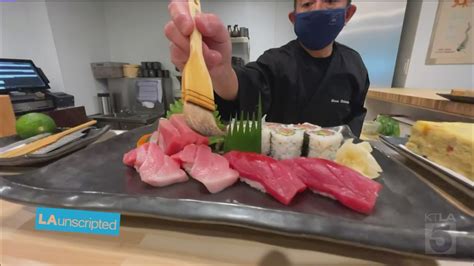 Chef Masa Shimakawa gives Megan Telles a sushi making lesson | KTLA