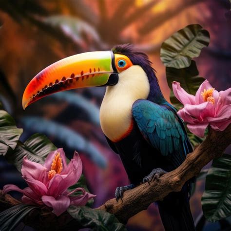 Premium AI Image | Vibrant Wildlife Photography of a Toucan Bird in its ...