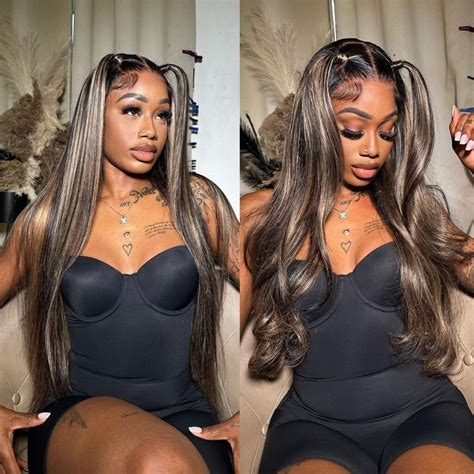 Balayage Honey Blonde Straight Wig Glueless Highlight 6x5 13x4 HD Lace Wig Colored Wig Tinashe