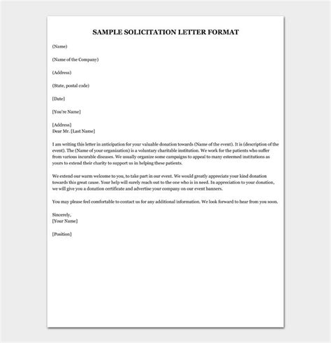 Free Solicitation Letter Templates Format Examples