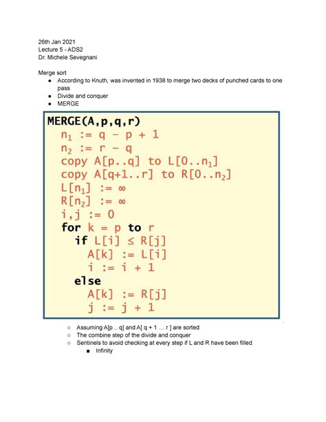 Algorithms And Data Structures Lecture 5 26th Jan 2021 26th Jan