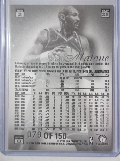 1996 97 Flair Showcase Legacy Collection Row2 28 Karl Malone 150 Jazz