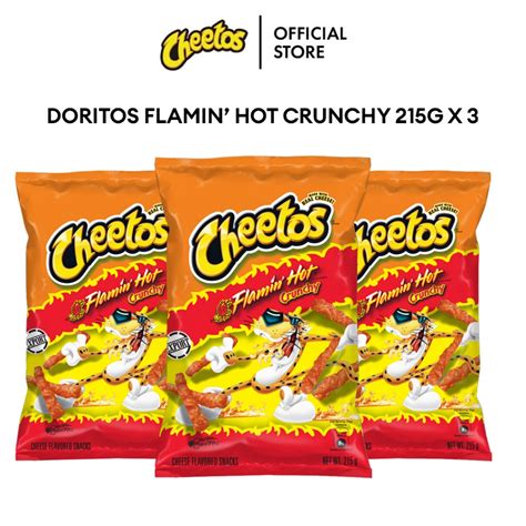 Bundle Of 3 Cheetos Crunchy Cheese Puffs Corn Cheddar Jalepeno Flamin Hot Crunchy 215g