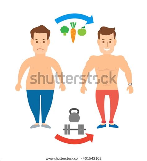 Fat Man Body Transformation Concept Illustrationweight Stock Vector (Royalty Free) 401542102 ...