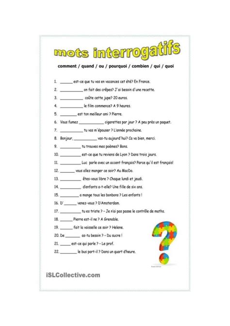 Les Mots Interrogatifs Liveworksheets