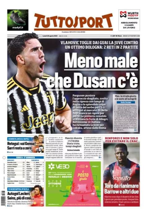 Revue De Presse Italienne Du 28 Aout 2023 TuttoSport Corriere Dello