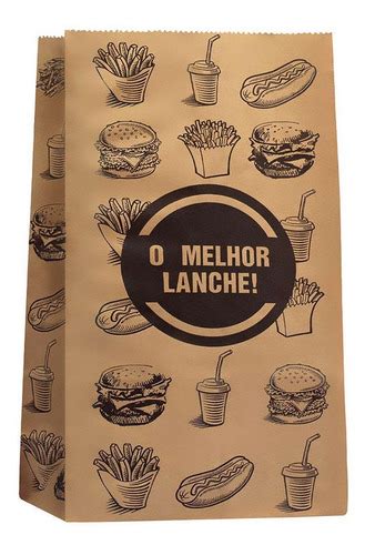 100 Saco Kraft Impresso Melhor Lanche Entrega 24x36 Eg MercadoLivre