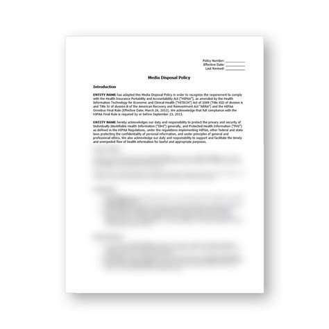 Hipaa Media Disposal Policy Template Hipaa Templates