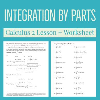 Integration By Parts Ibp Lecture Notes Worksheet With