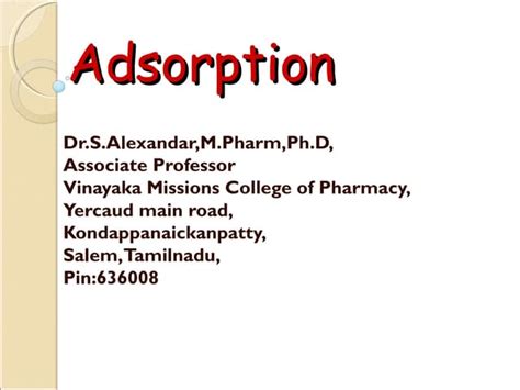 Adsorption | PPT