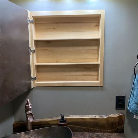 Plans Only Recessed Medicine Cabinet With Live Edge Mirror Frame