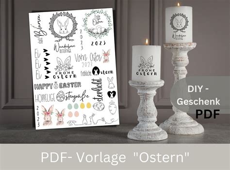 Ostern 2023 PDF Vorlage Kerzentattoos Wasserschiebefolie Etsy De