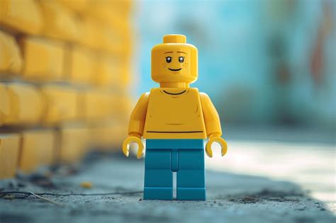 Premium Photo A Lego Figure Standing In Front Of A Brick Wall