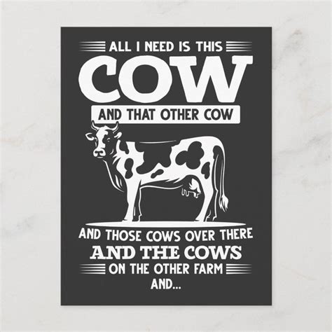 Funny Cow Farmer Cattle Farming Quotes Postcard Zazzle Cows Funny