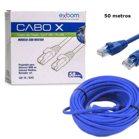 Cabo De Rede Cat E Patch Cord De Metros Ethernet Montado Exbom