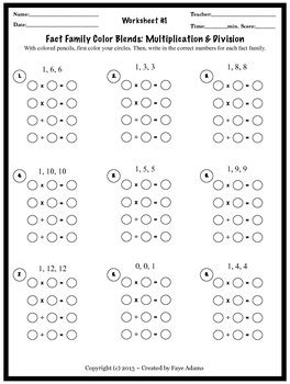 multiplication division fact family color blends    learn