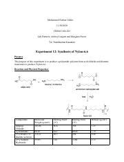 Lab Report 12 Pdf Mohammed Farhan Uddin 11 30 2020 CHEM 3106 303 Lab