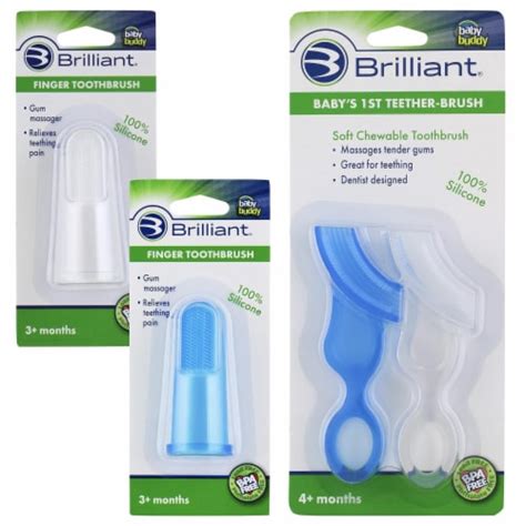 Brilliant Silicone Brush Bundle With Finger Chewable Toothbrushes