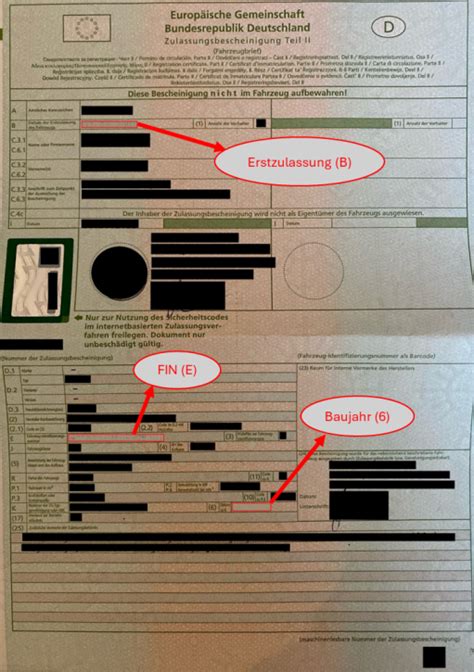 Zulassungsbescheinigung Teil Fahrzeugbrief