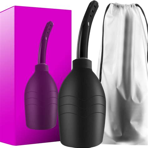 Oz Black Silicone Enema Bulb Kit Clean Anal Douche For Men Women