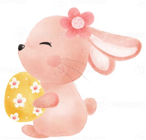 Cute Sweet Kawaii Happy Smile Baby Bunny Rabbit Watercolour Cartoon Kid