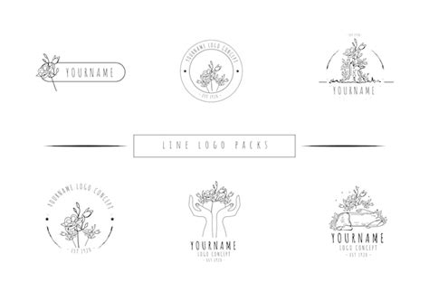 Pack De Logos De Fleurs Collection D Art En Ligne Minimaliste Vecteur