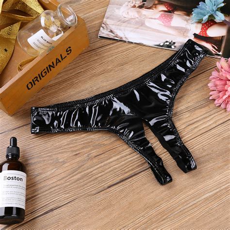 Sexy Damen Dessous Wetlook Mini Briefs Slips Schritt offen Bikini Unterwäsche eBay de