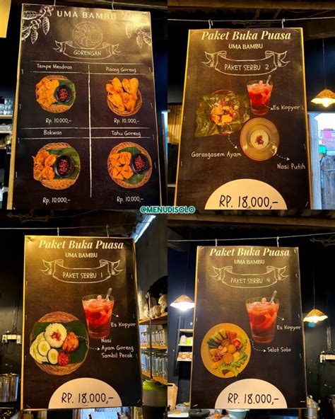 Harga Menu Bukber Wedangan Uma Bambu Solo Buku Menu Di Solo Terbaru