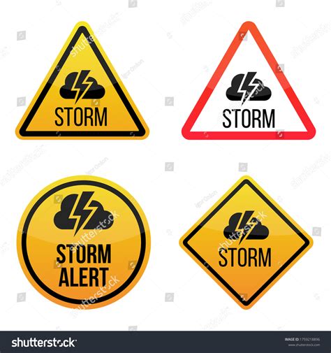 Storm Weather Alert Warning Signs Labels Stock Vector (Royalty Free ...