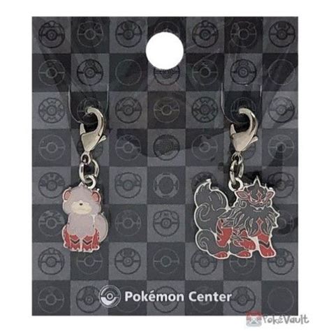 Pokemon Center Hisuian Growlithe Arcanine Metal Charms Set