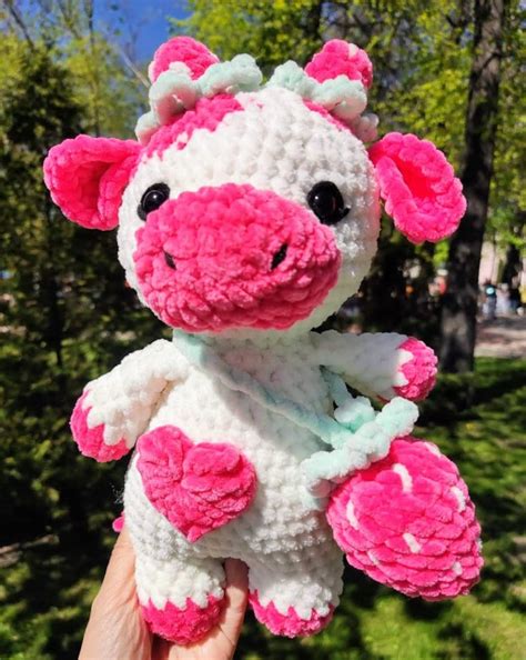 Strawberry Cow Plush Crochet Pattern Pdf Stuffed Cow Etsy Canada