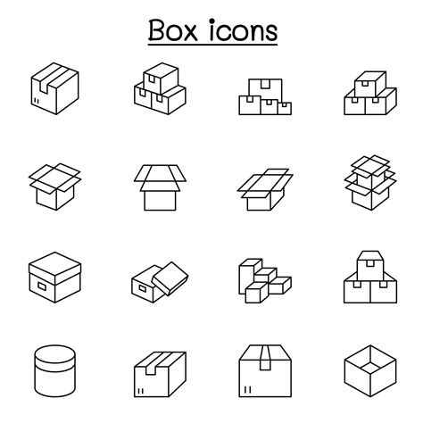 Box Icons Set In Thin Line Style 2135517 Vector Art At Vecteezy