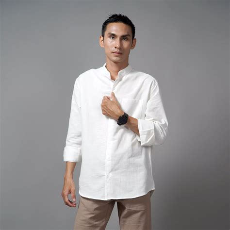 Jual Okechuku Okechuku ASHRAF Kemeja Pria Casual Linen Baju Koko Kemeja