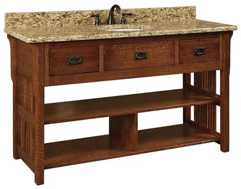 Amish 60 Lancaster Mission Open Single Bathroom Vanity Cabinet With Slats Bathroom Vanity