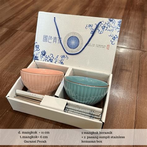 Jual Souvenir Mangkok Set Premium Peralatan Makan Porselen Mangkok