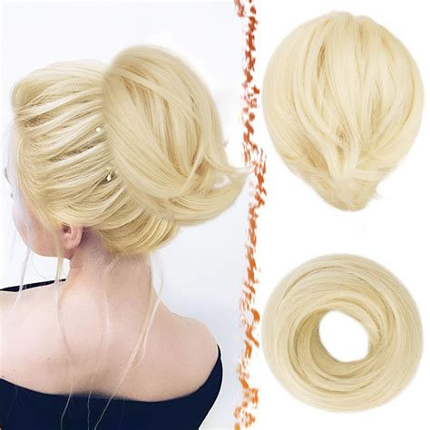 Amazon.com : BARSDAR Blonde Hair Bun Extensions - Synthetic Fully Short
