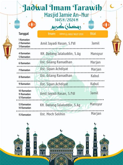 Jadwal Imam Tarawih 1445h Pdf