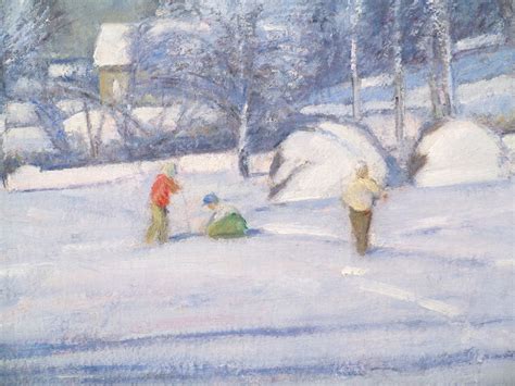 Snow Scene with Children Playing by Theodore Wendel