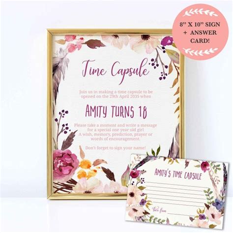 EDITABLE PDF Boho Time Capsule Bohemian 1st Birthday Time Capsule