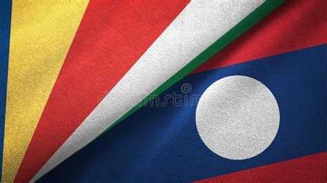 Seychelles And Laos Two Flags Textile Cloth Stock Illustration