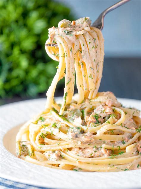 Canned Salmon Pasta With Creme Fraiche Krumpli